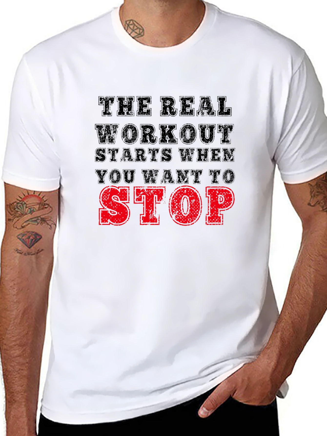 Motivational Workout T-Shirt: The Real Workout Starts When You Want To STOP