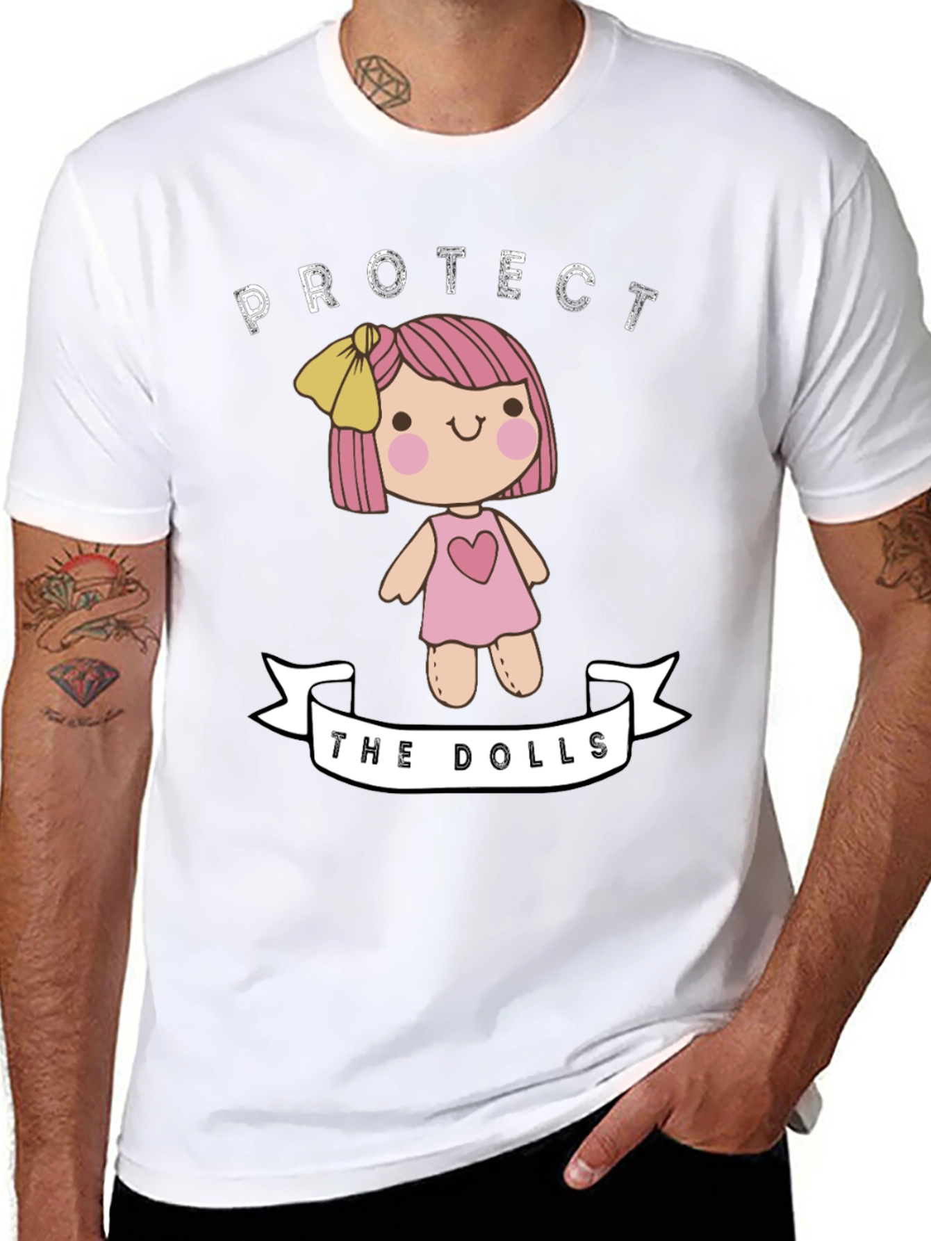 Protect the Dolls Graphic Tee - Black Cotton T-Shirt