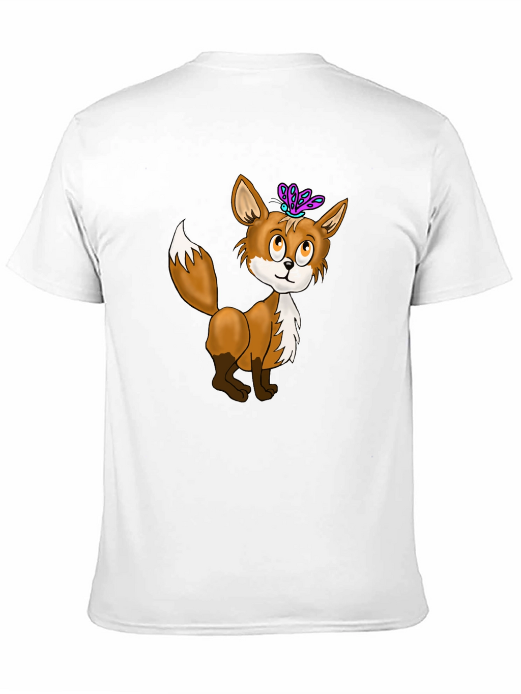 Fox & Butterfly Graphic Tee - Black Cotton T-Shirt