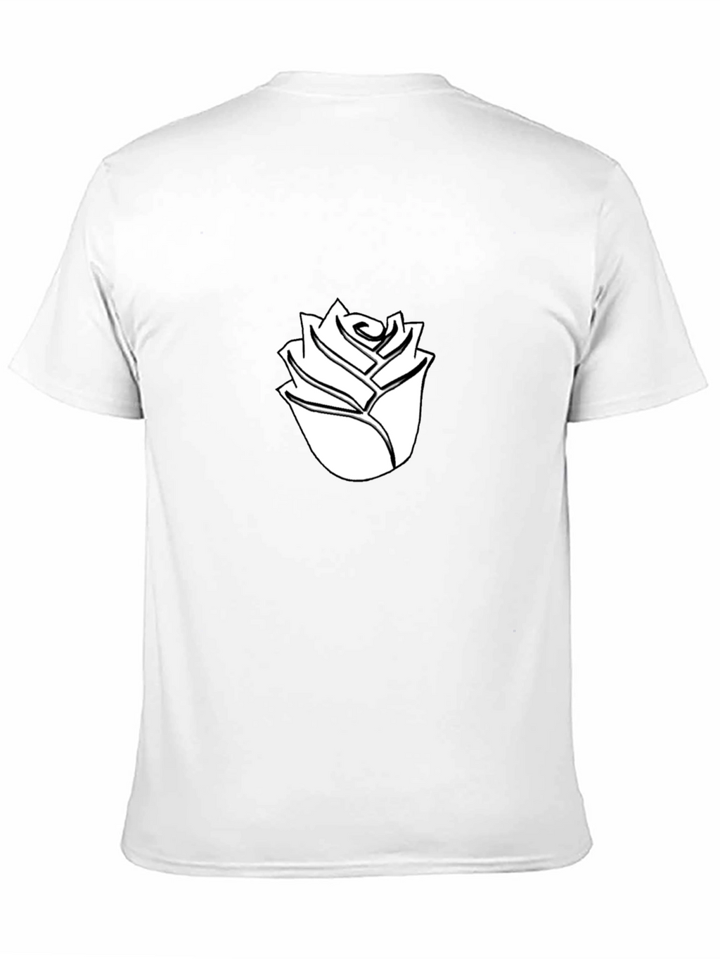 Black T-Shirt with White Rose Graphic