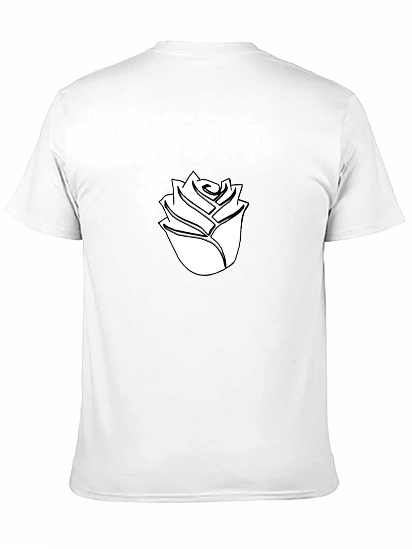 Black T-Shirt with White Rose Graphic