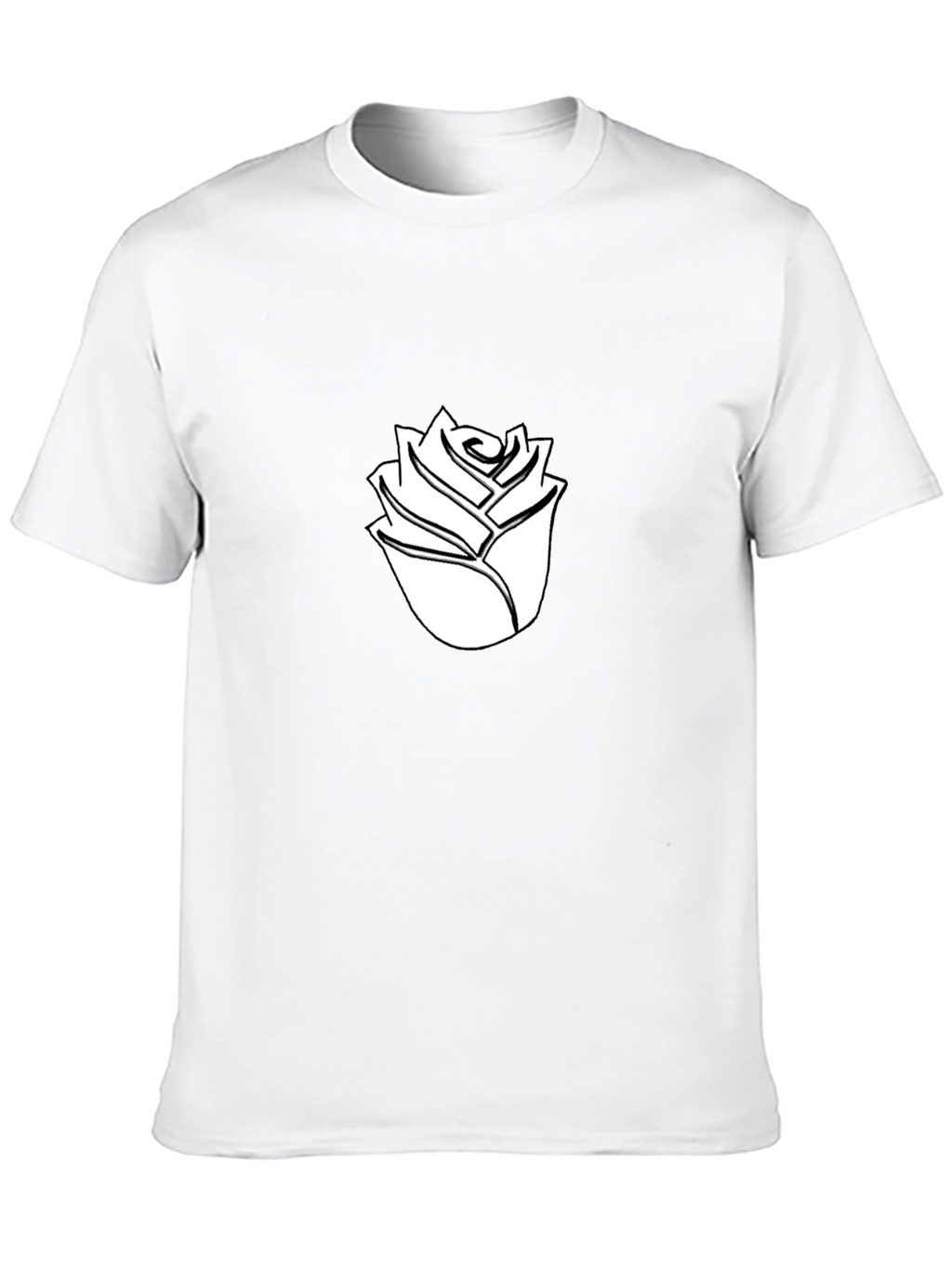 Black T-Shirt with White Rose Graphic