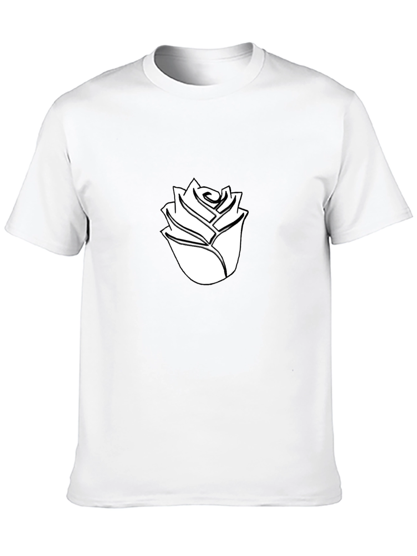 Black T-Shirt with White Rose Graphic
