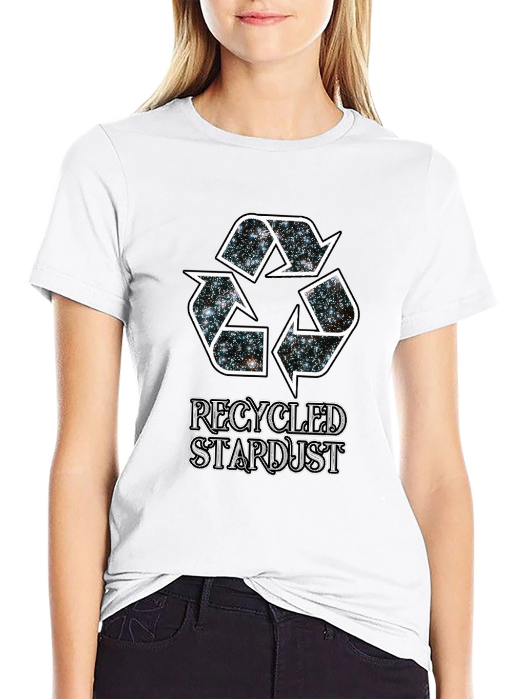 Recycled Stardust Graphic Tee - Black Cotton T-Shirt