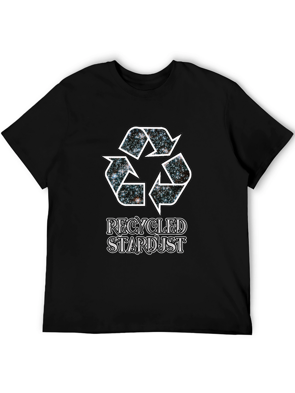 Recycled Stardust Graphic Tee - Black Cotton T-Shirt