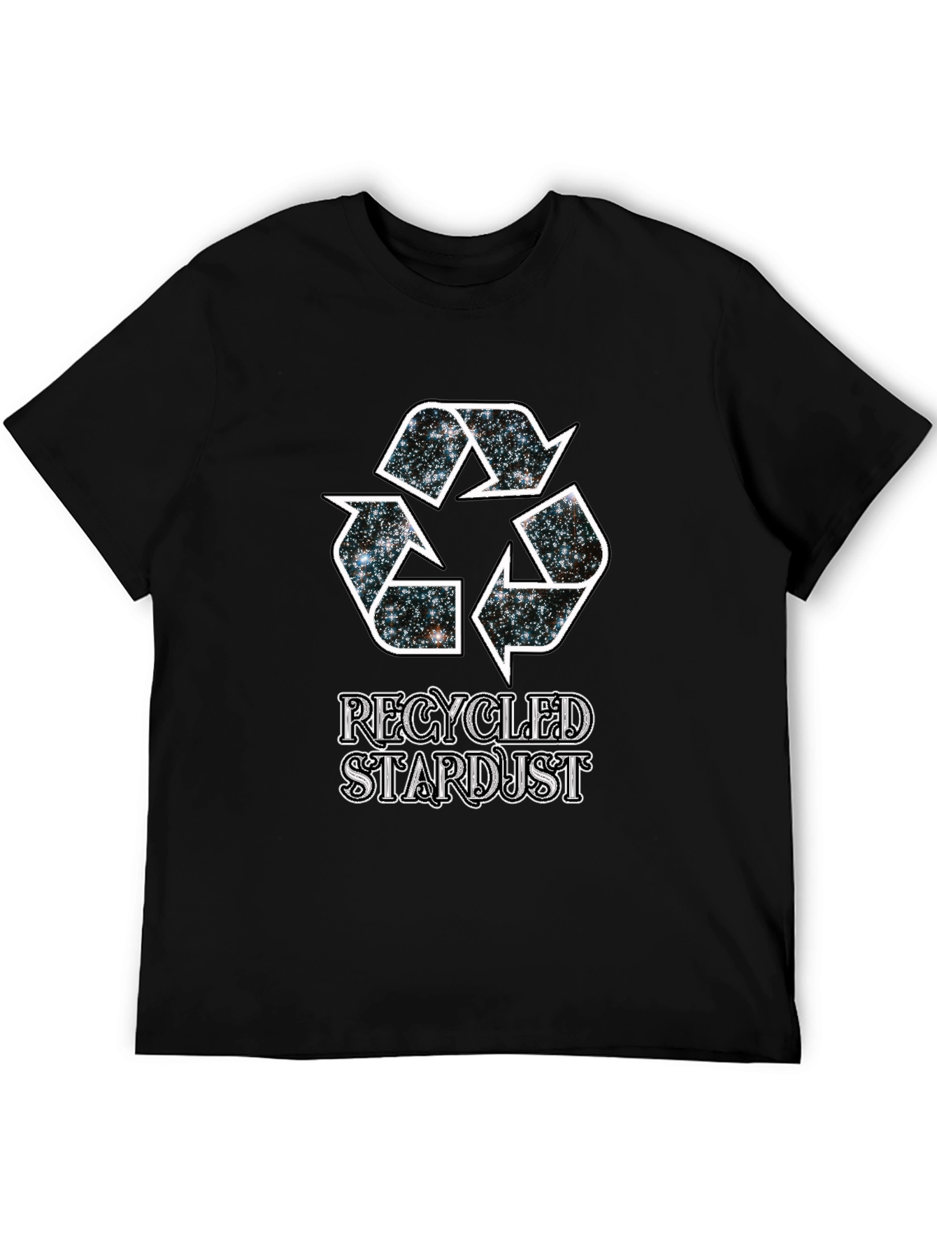 Recycled Stardust Graphic Tee - Black Cotton T-Shirt