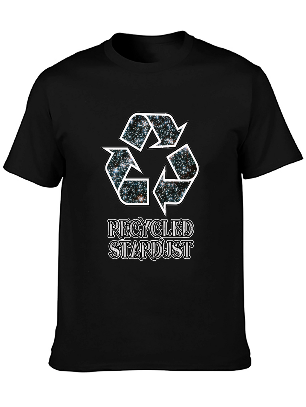 Recycled Stardust Graphic Tee - Black Cotton T-Shirt
