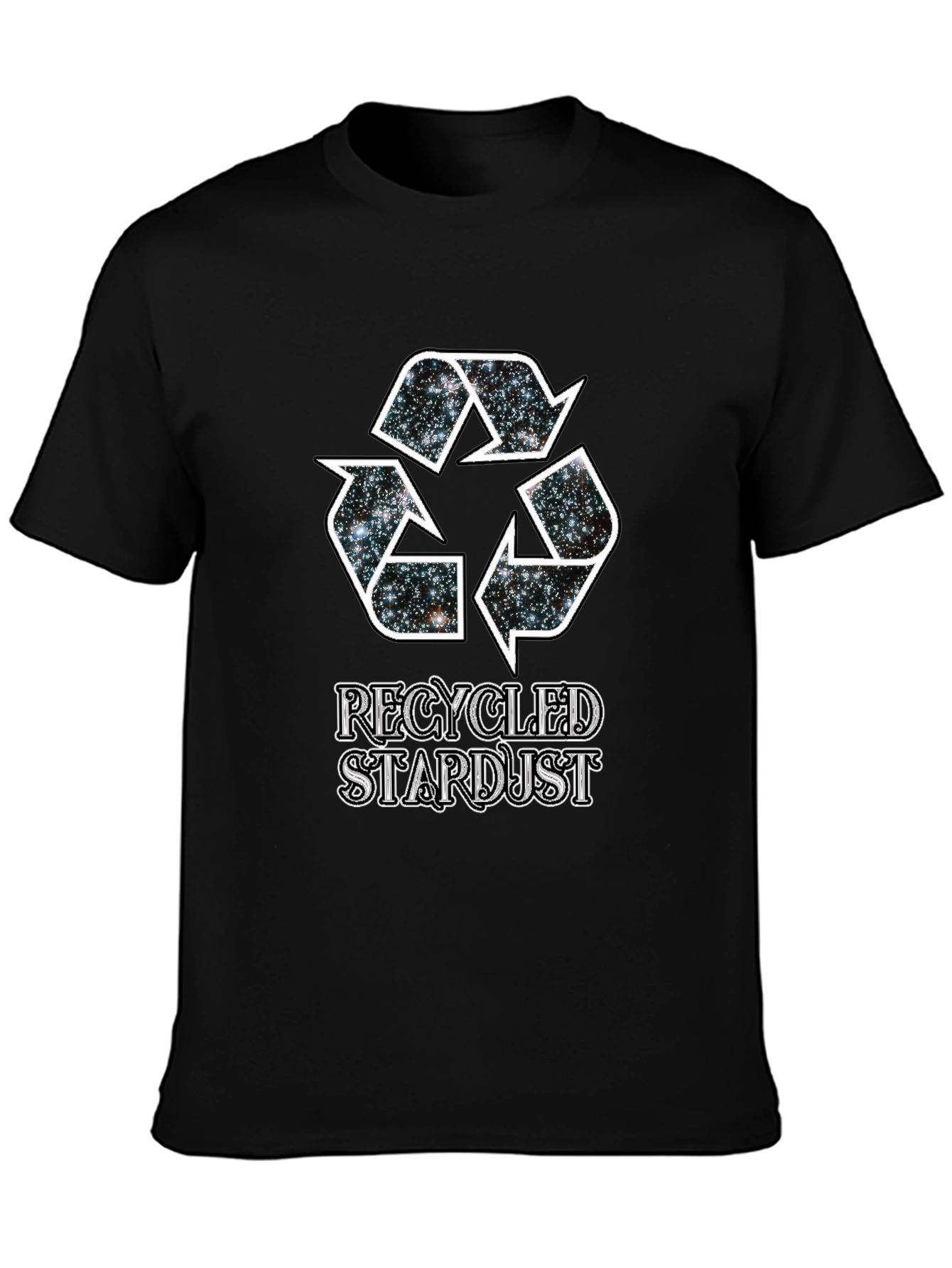 Recycled Stardust Graphic Tee - Black Cotton T-Shirt