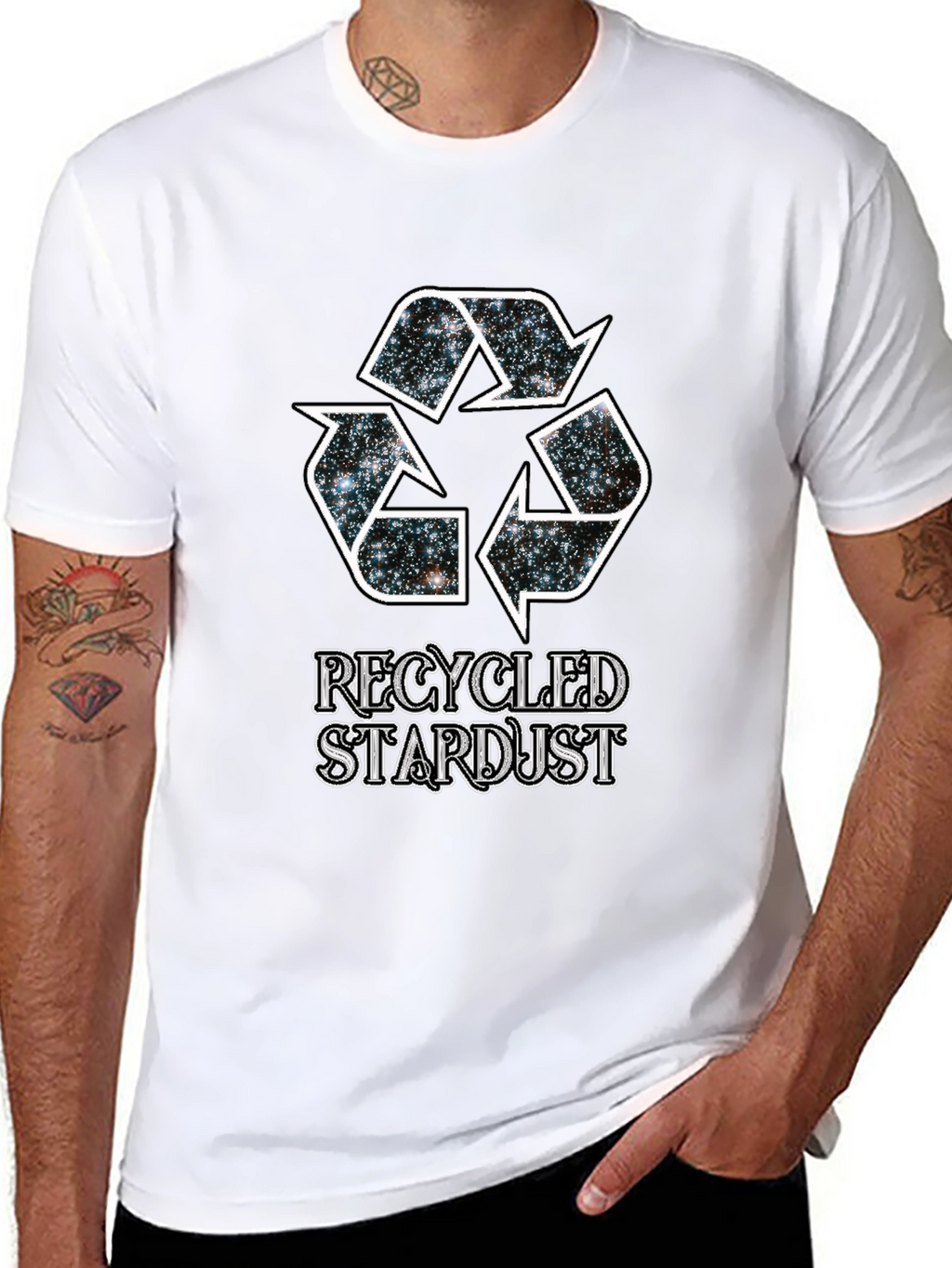 Recycled Stardust Graphic Tee - Black Cotton T-Shirt