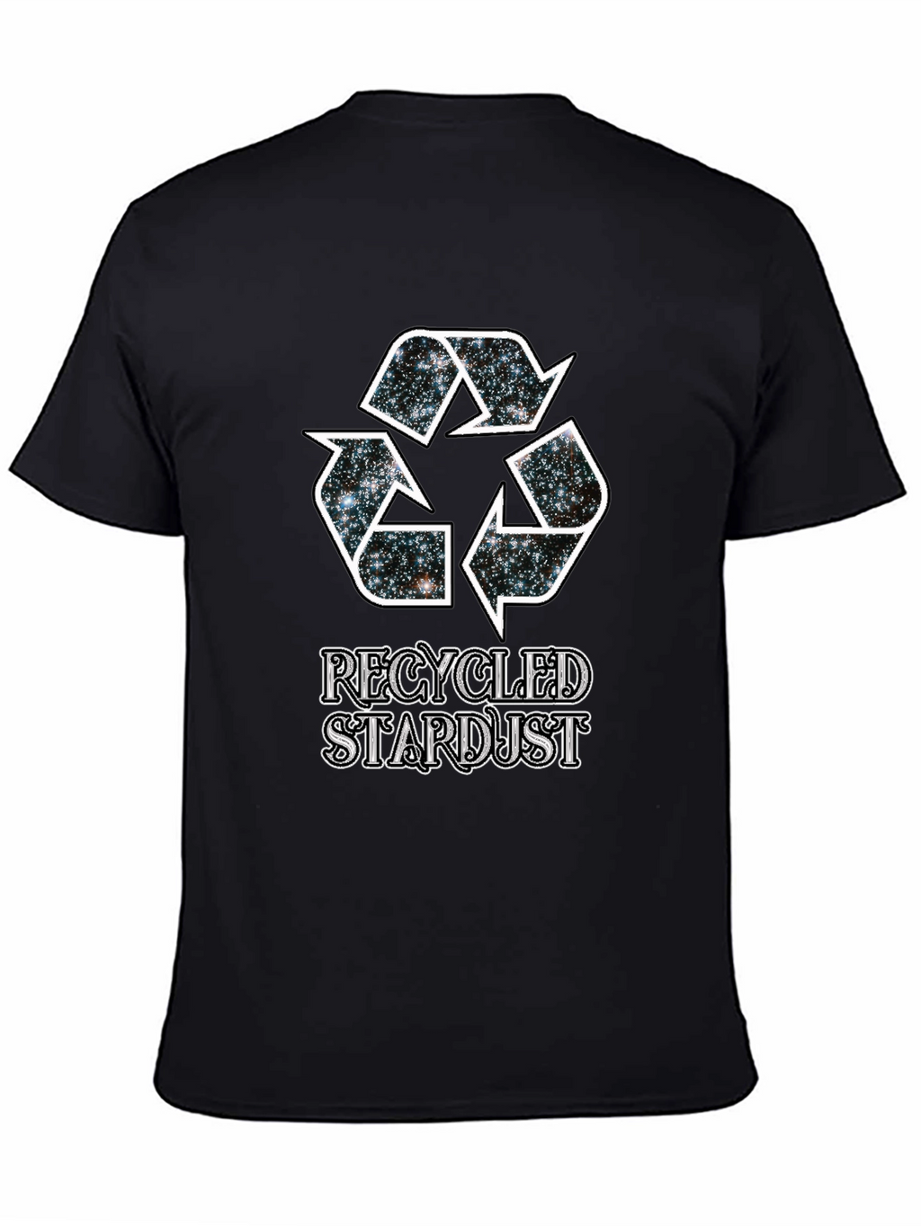 Recycled Stardust Graphic Tee - Black Cotton T-Shirt