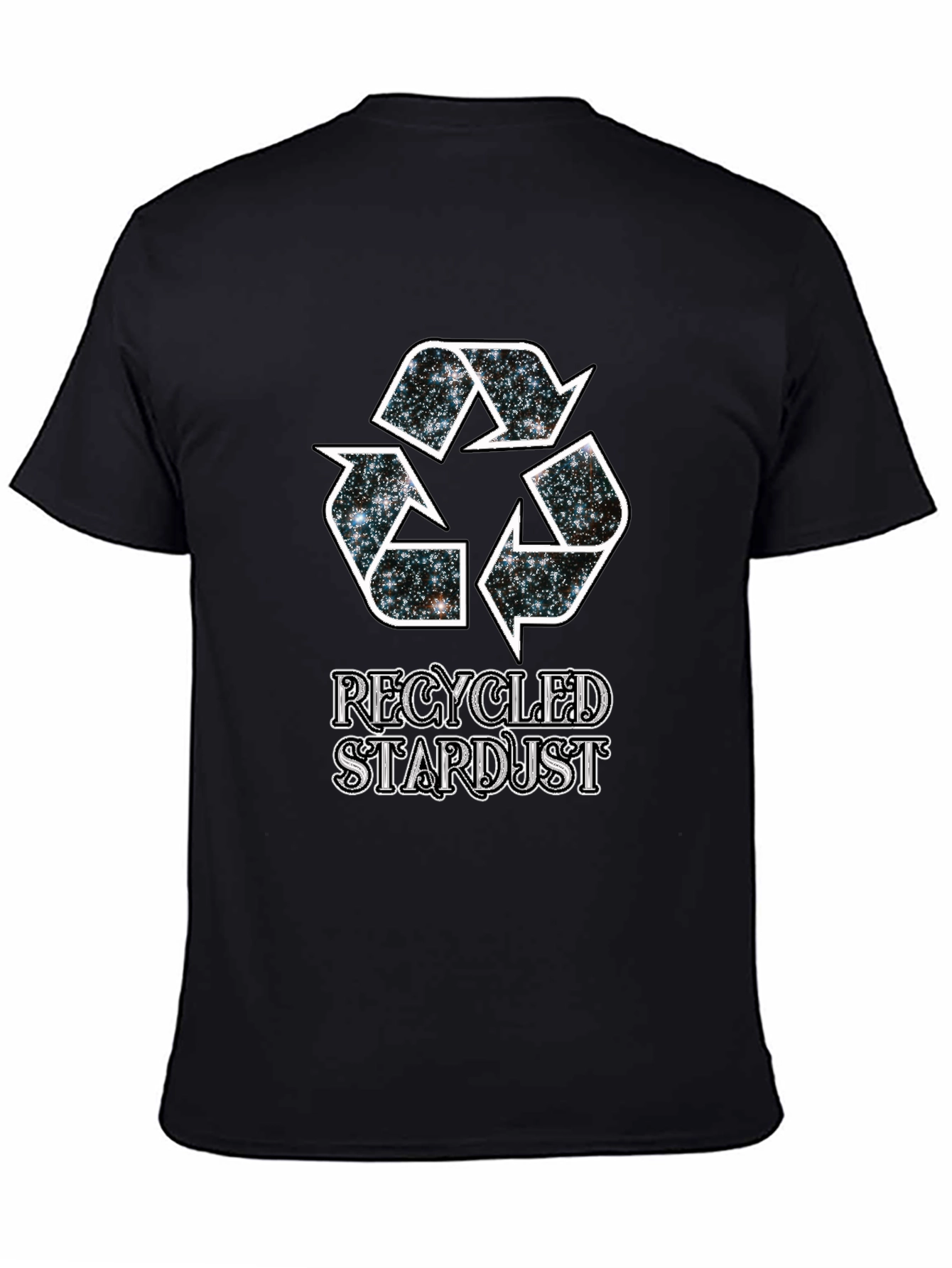 Recycled Stardust Graphic Tee - Black Cotton T-Shirt