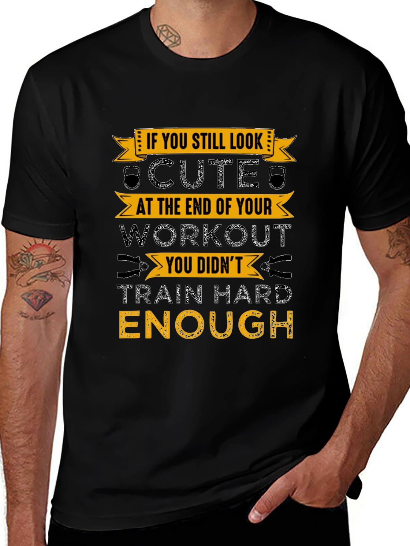 Workout Motivation Graphic Tee - Train Hard Enough T-Shirt