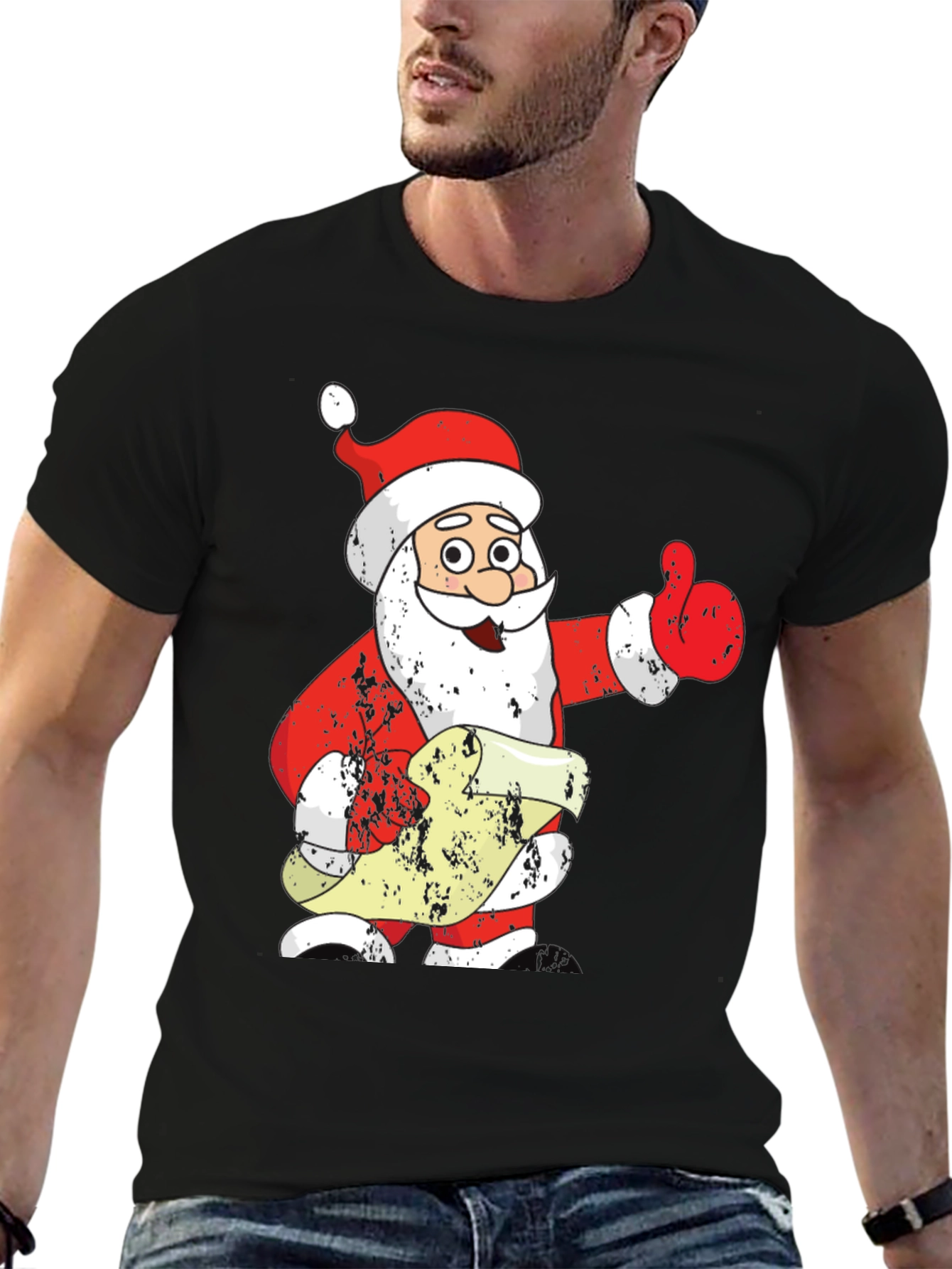 Festive Santa Claus Graphic Tee - Holiday Cheer