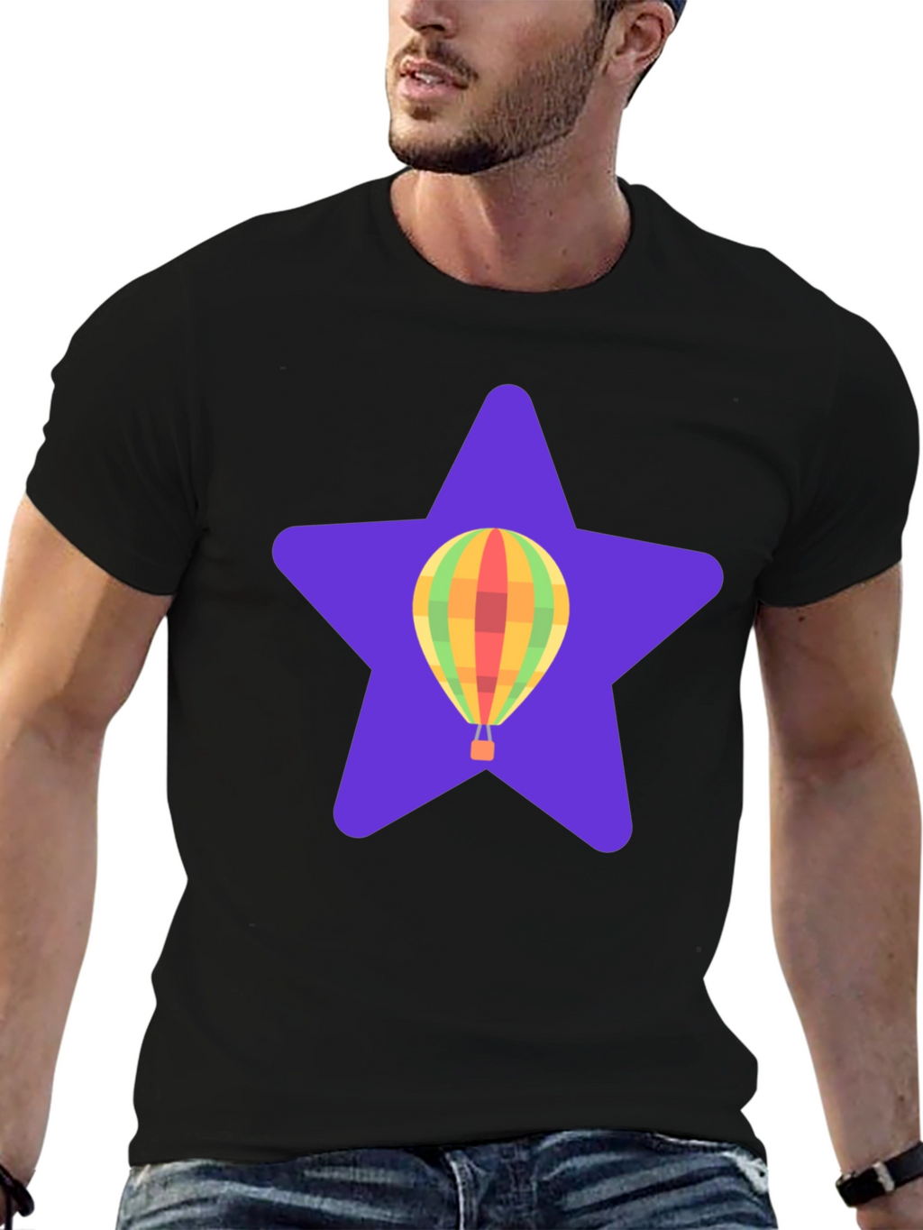 Hot Air Balloon Star Graphic T-Shirt