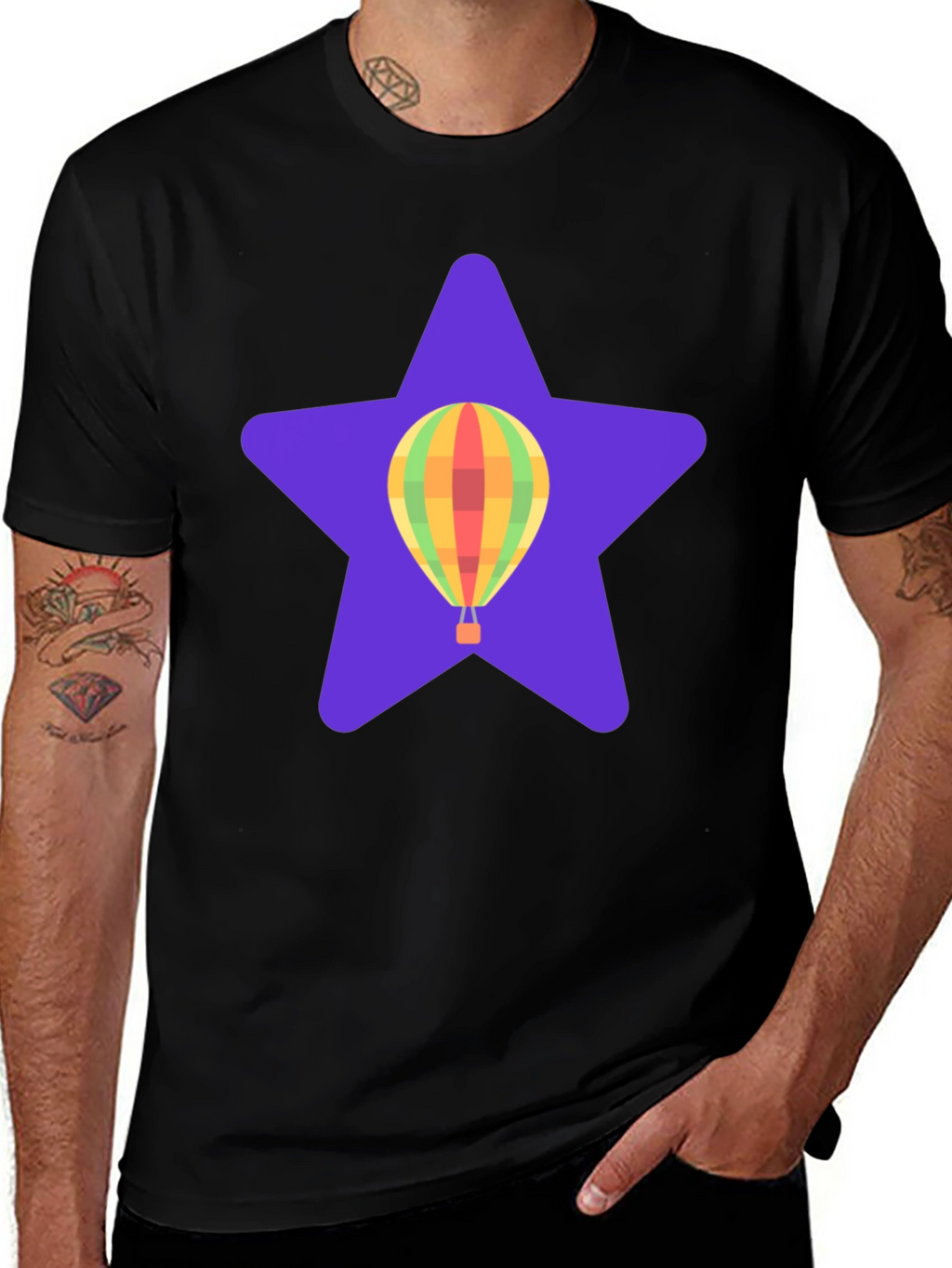 Hot Air Balloon Star Graphic T-Shirt