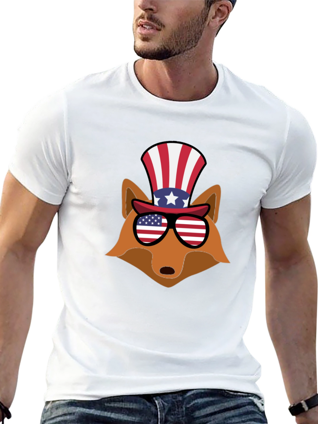 Patriotic Fox Graphic Tee - USA Celebration