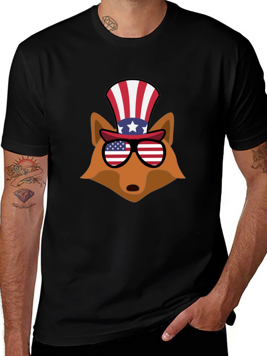 Patriotic Fox Graphic Tee - USA Celebration