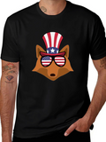 Patriotic Fox Graphic Tee - USA Celebration