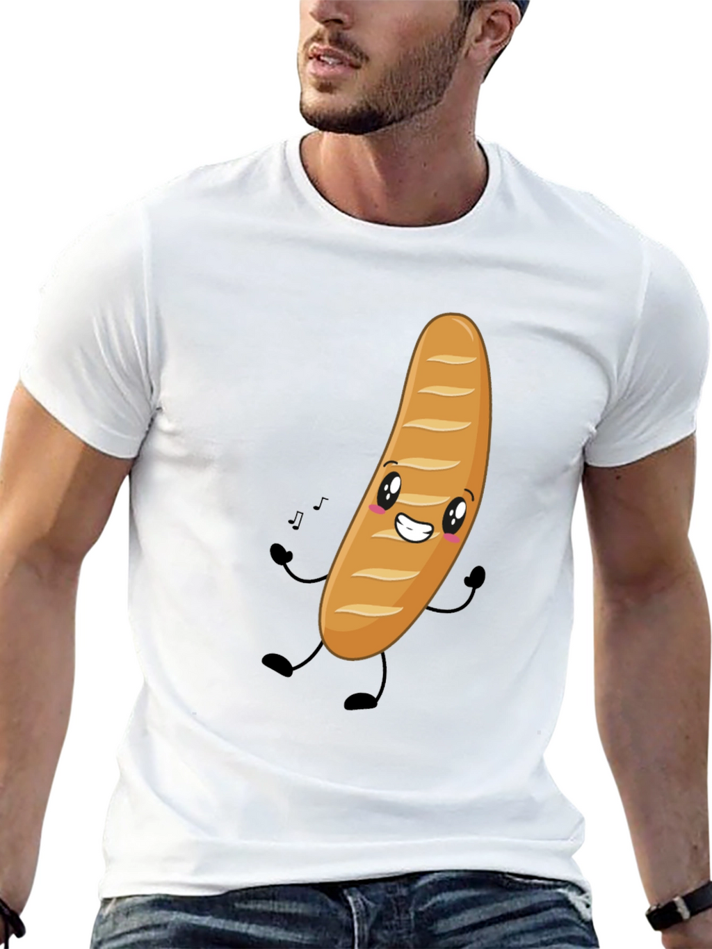 Funny Bread Cartoon Graphic T-Shirt