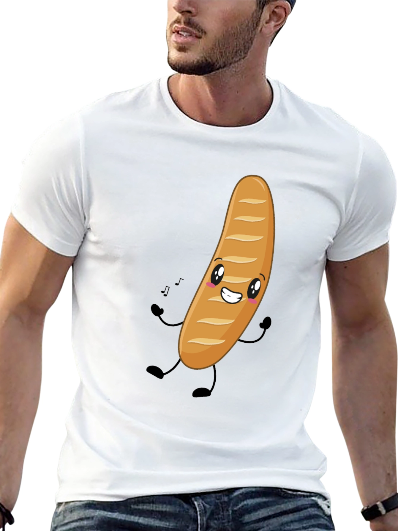 Funny Bread Cartoon Graphic T-Shirt