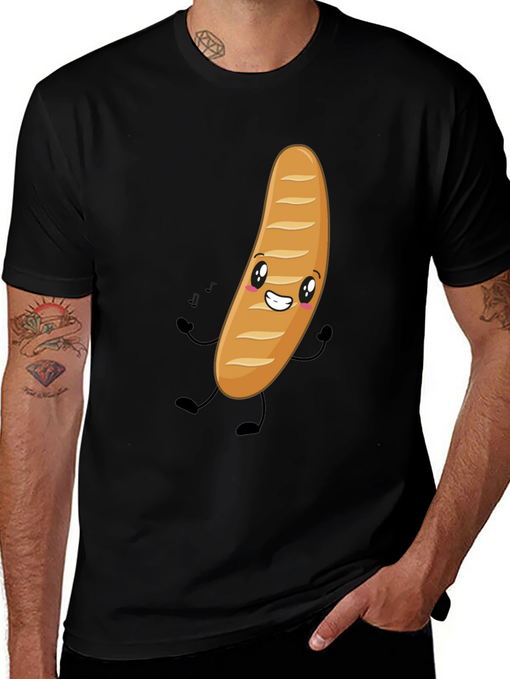 Funny Bread Cartoon Graphic T-Shirt