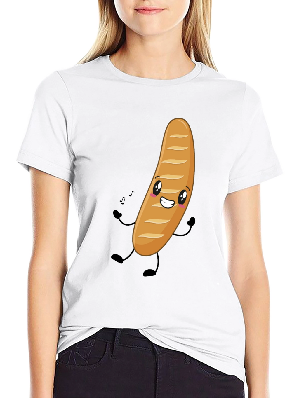 Funny Bread Cartoon Graphic T-Shirt
