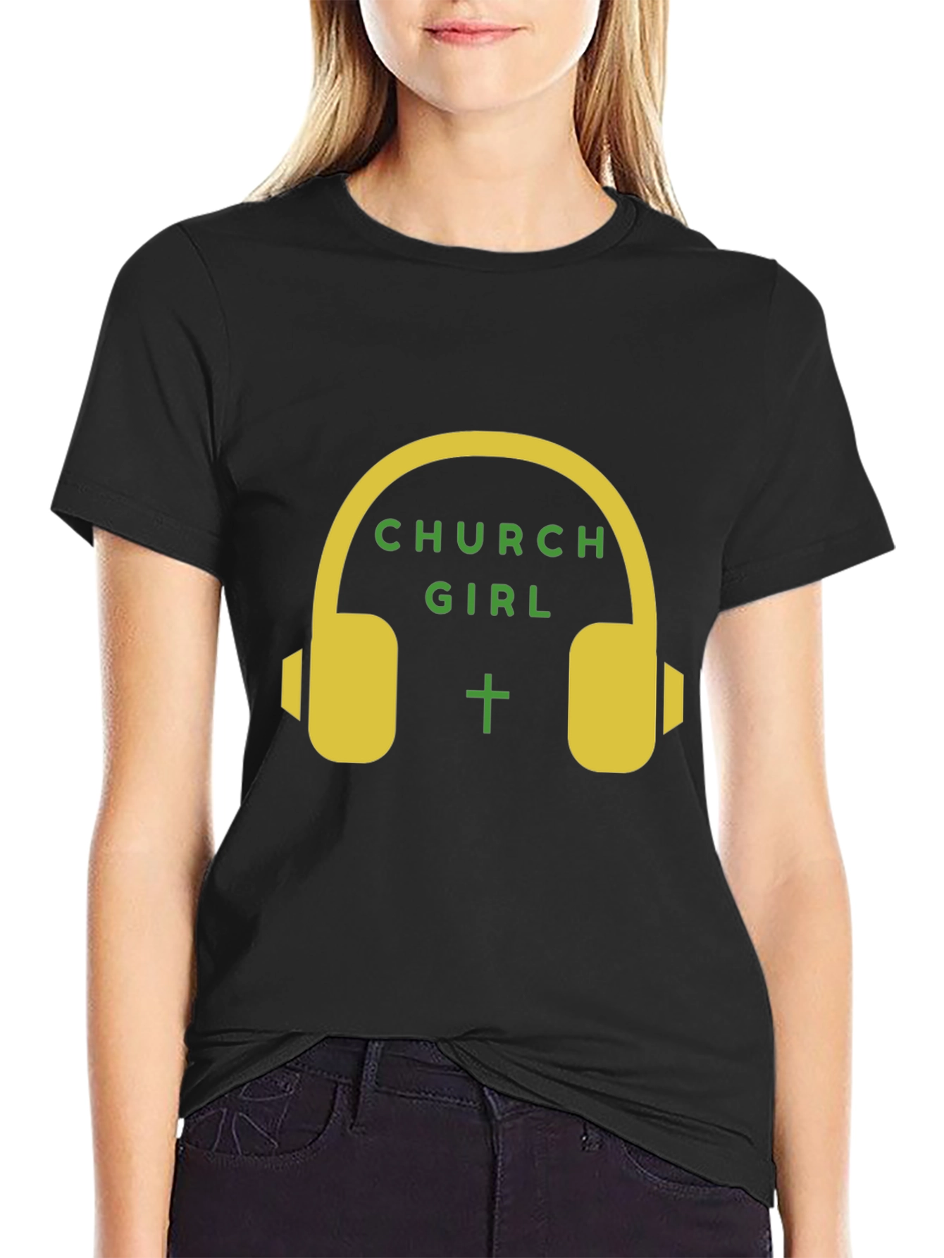 Church Girl Headphone Graphic T-Shirt