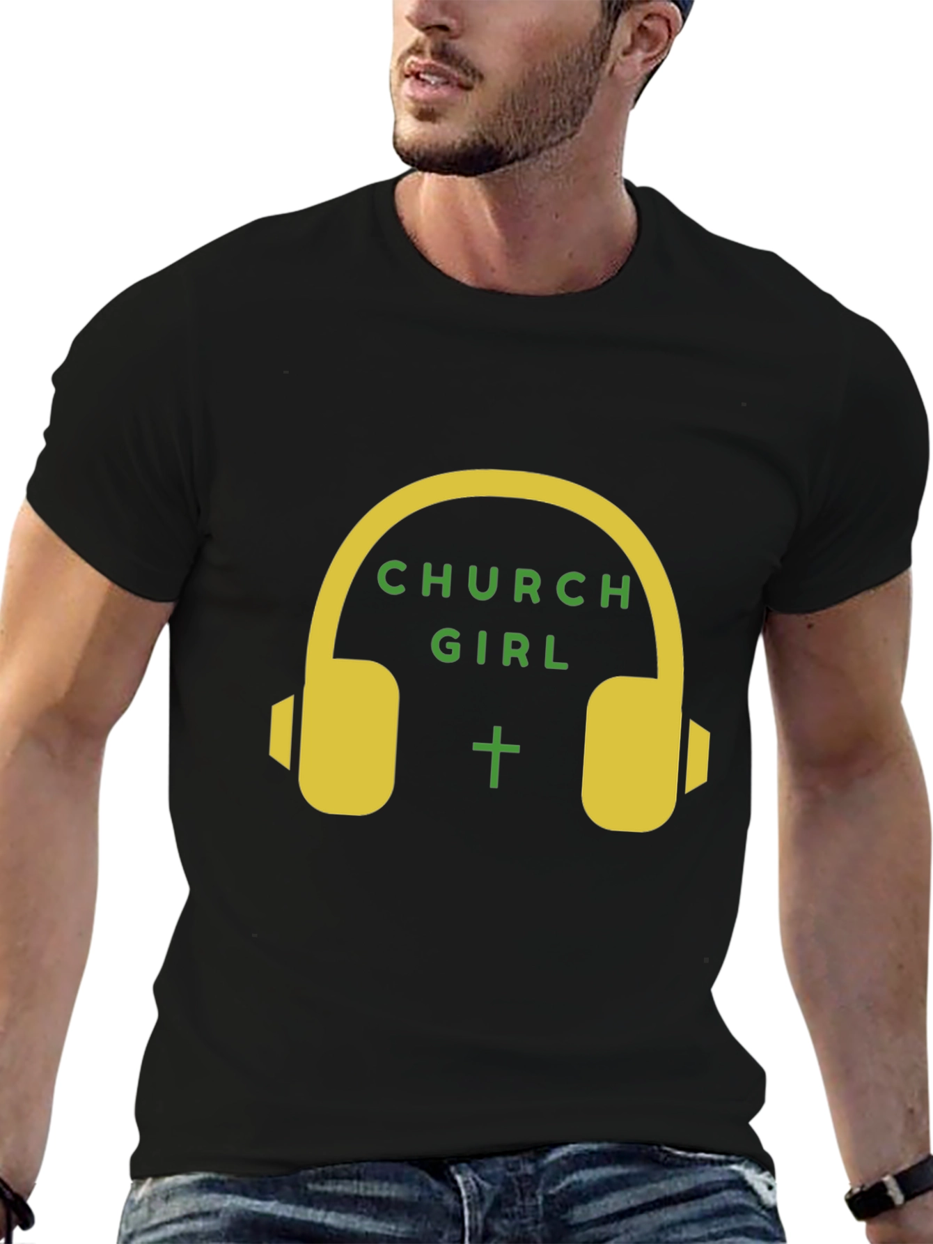 Church Girl Headphone Graphic T-Shirt