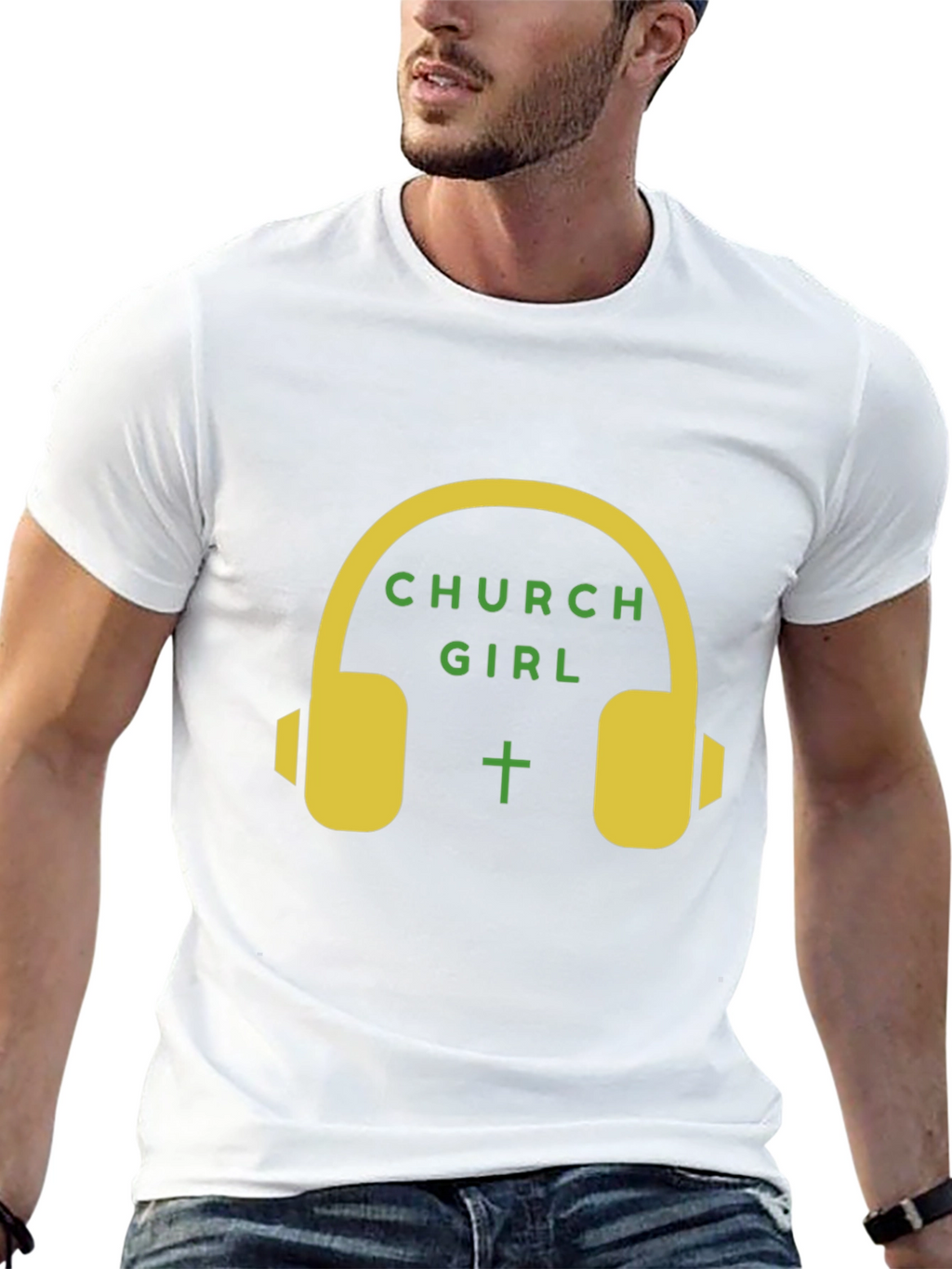 Church Girl Headphone Graphic T-Shirt
