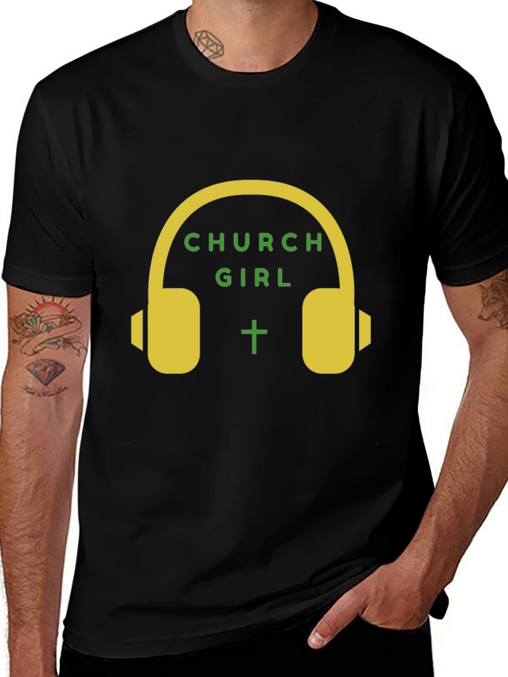 Church Girl Headphone Graphic T-Shirt