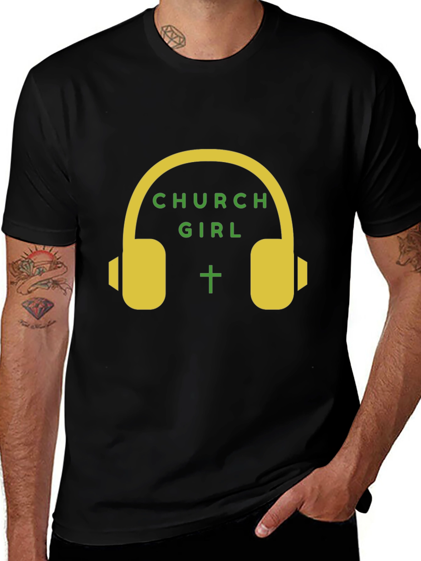 Church Girl Headphone Graphic T-Shirt
