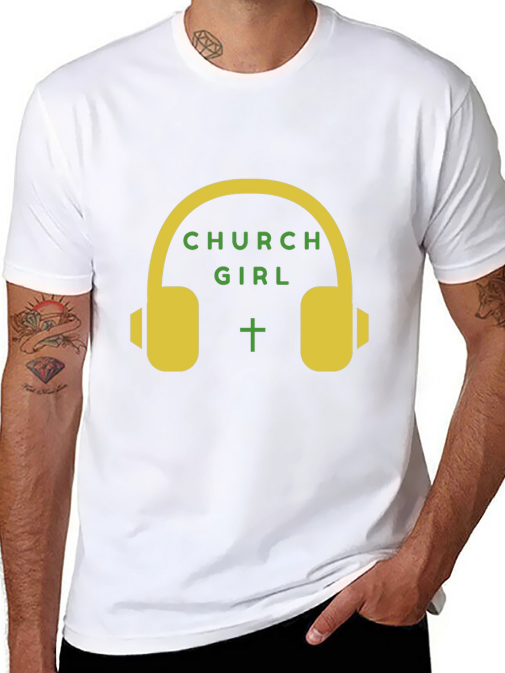 Church Girl Headphone Graphic T-Shirt
