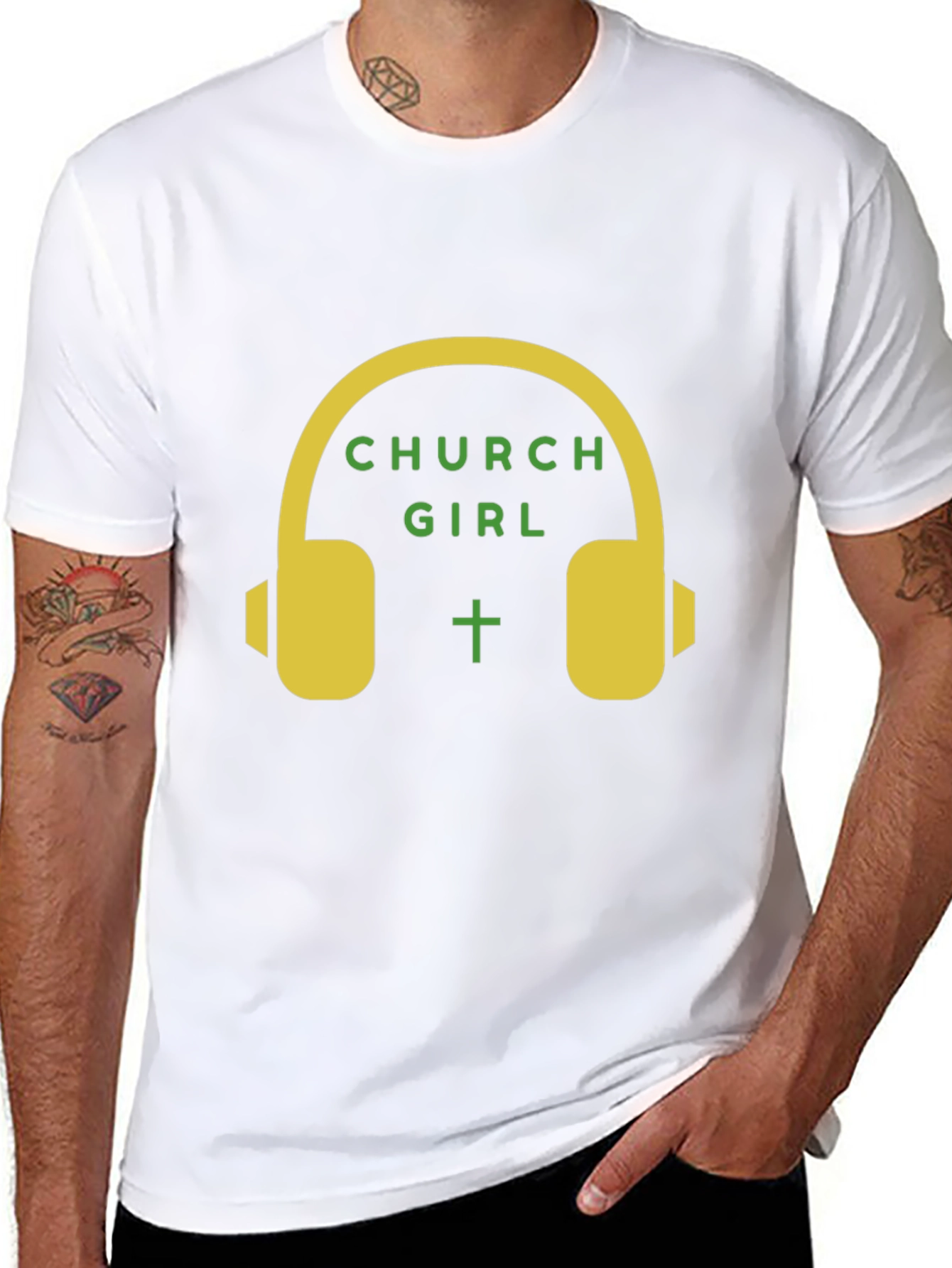 Church Girl Headphone Graphic T-Shirt