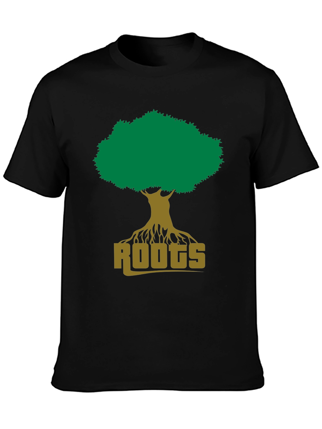 Roots Tree Graphic Tee - Black Cotton T-Shirt