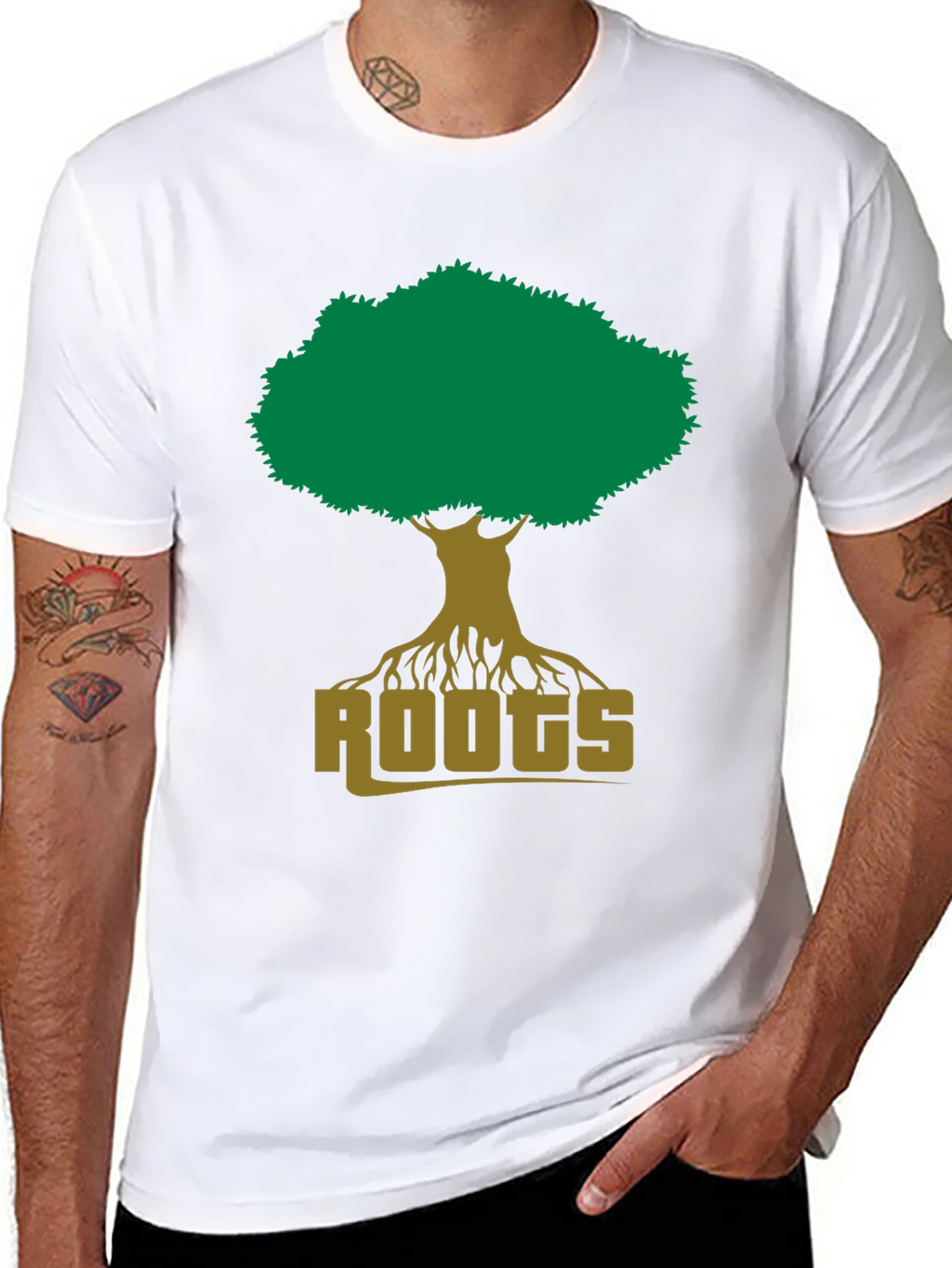 Roots Tree Graphic Tee - Black Cotton T-Shirt