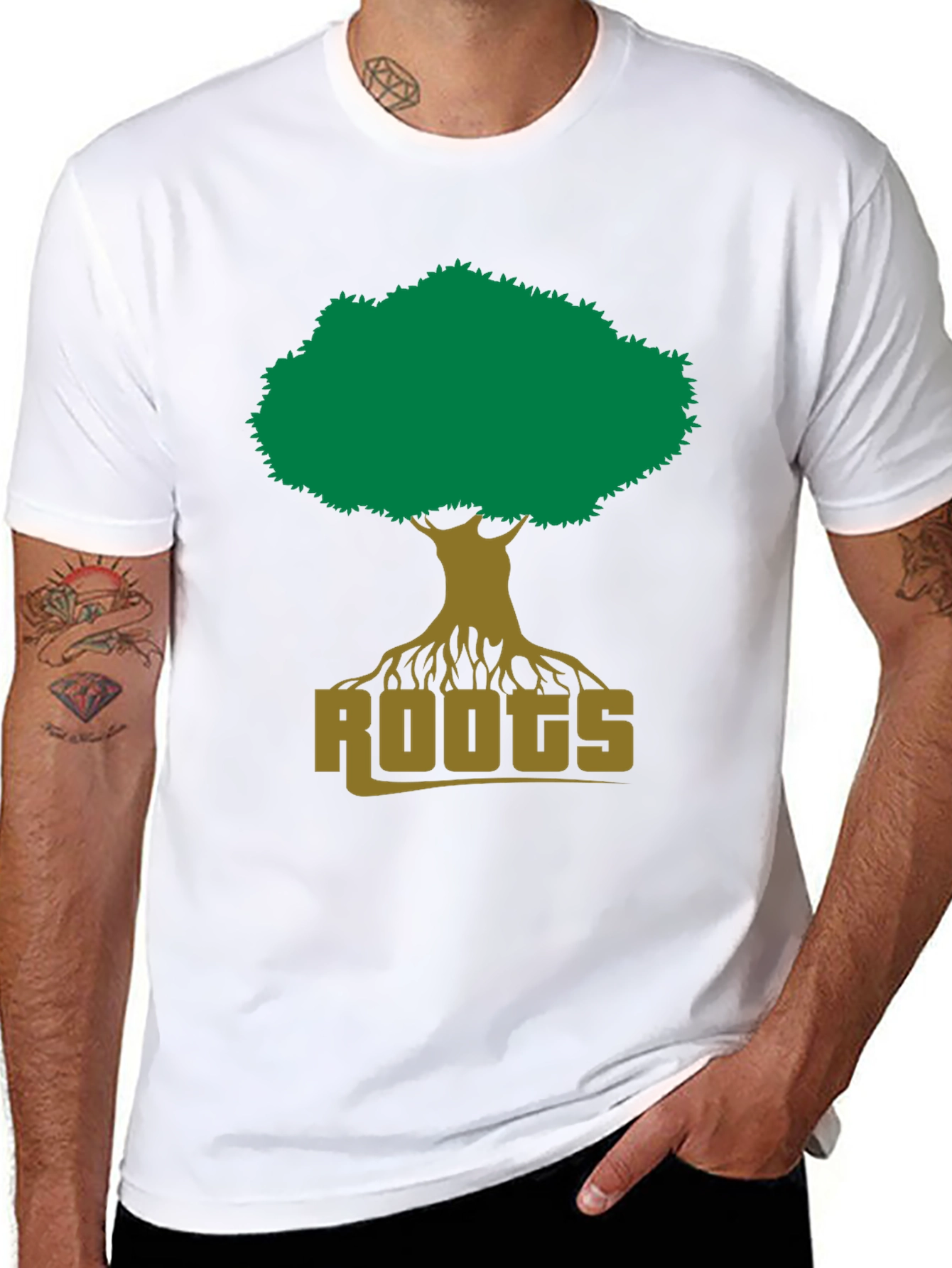 Roots Tree Graphic Tee - Black Cotton T-Shirt
