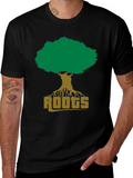Roots Tree Graphic Tee - Black Cotton T-Shirt