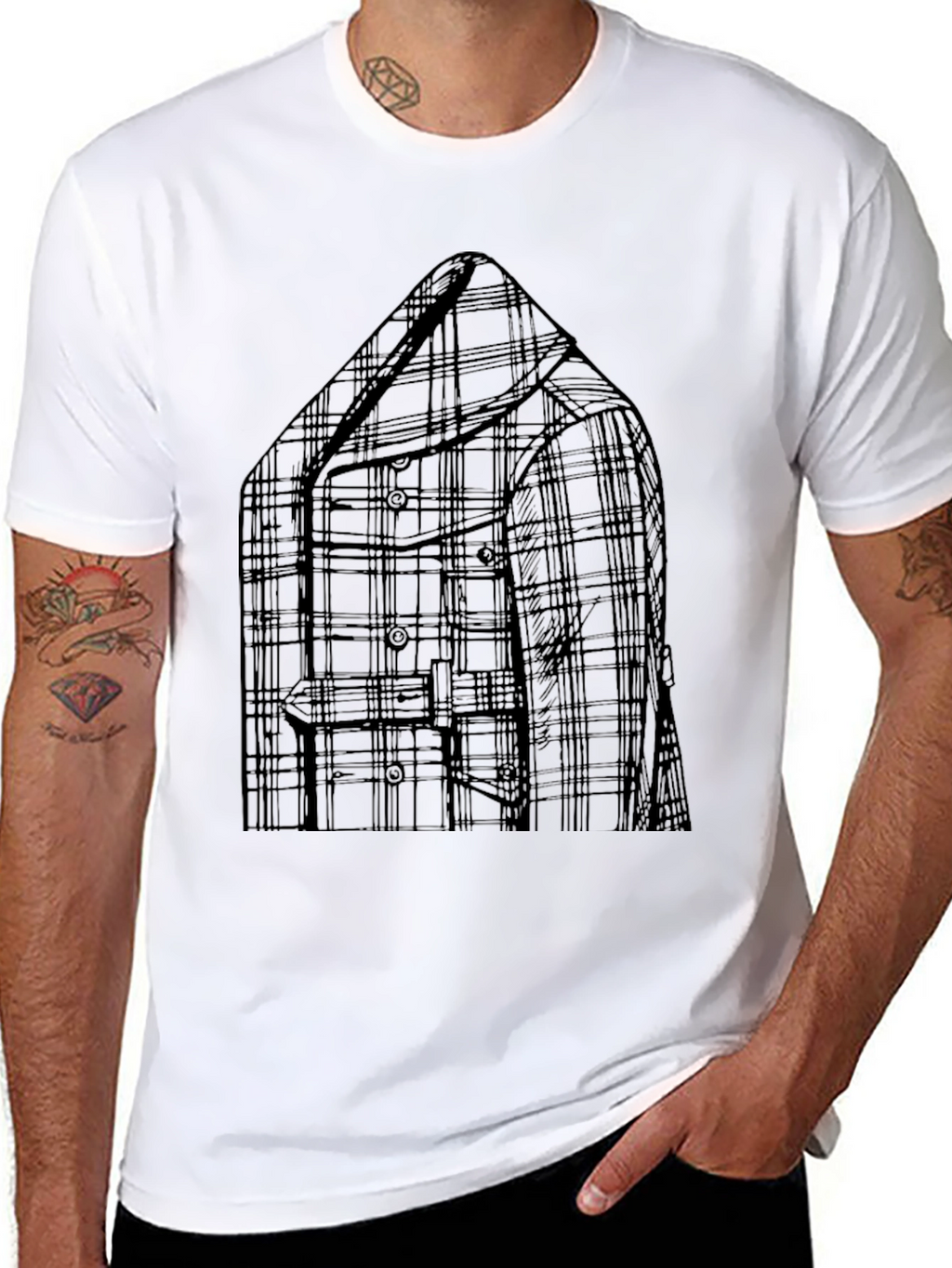 Plaid Blazer Graphic T-Shirt - Mens Casual Wear