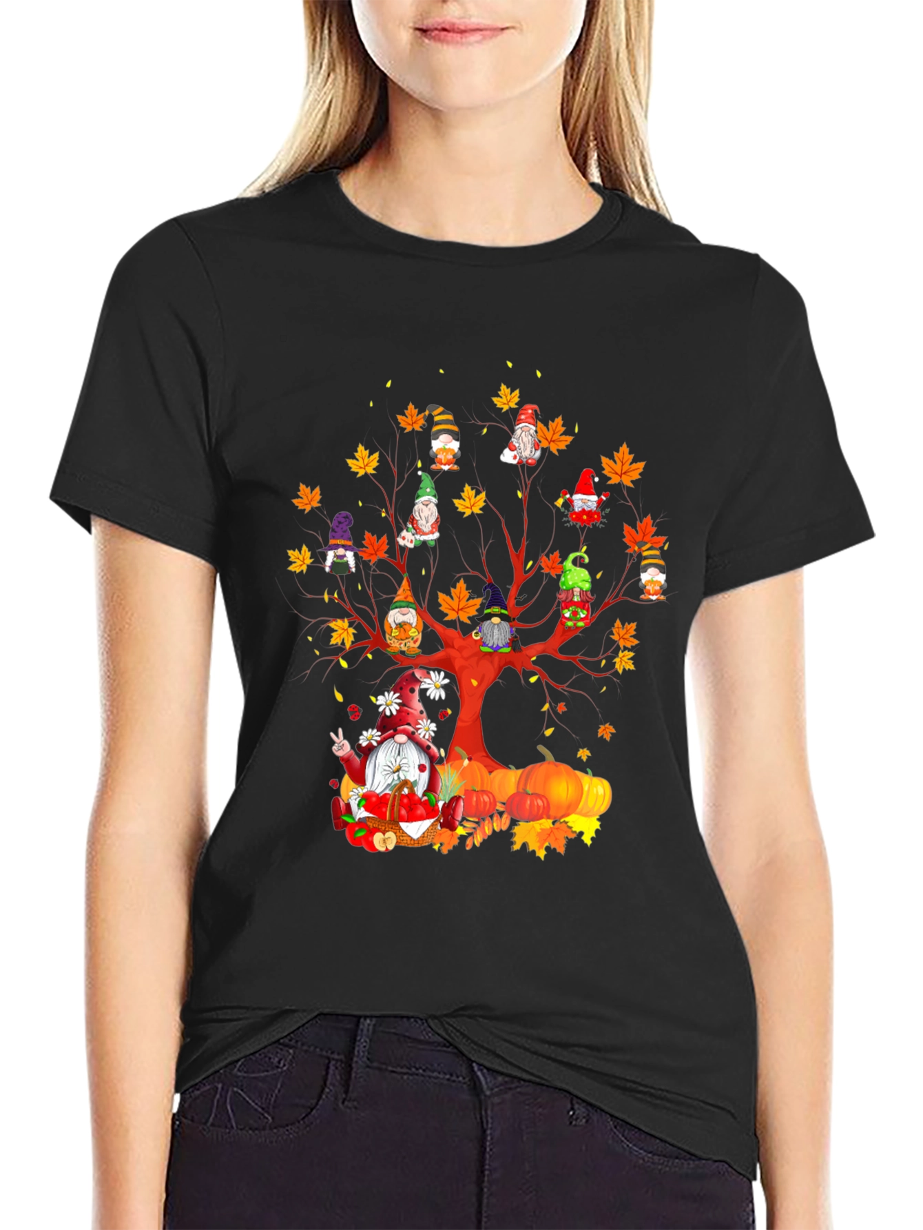 Fall Gnomes T-Shirt - Autumn Harvest Tree Design