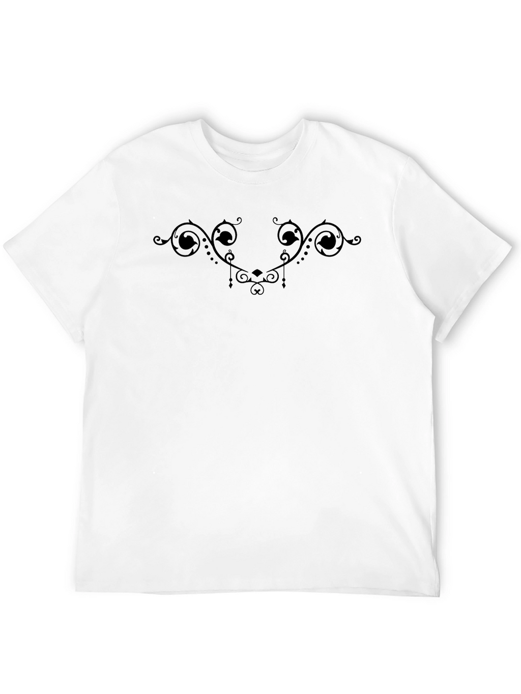 Elegant Black T-Shirt with Ornamental Design