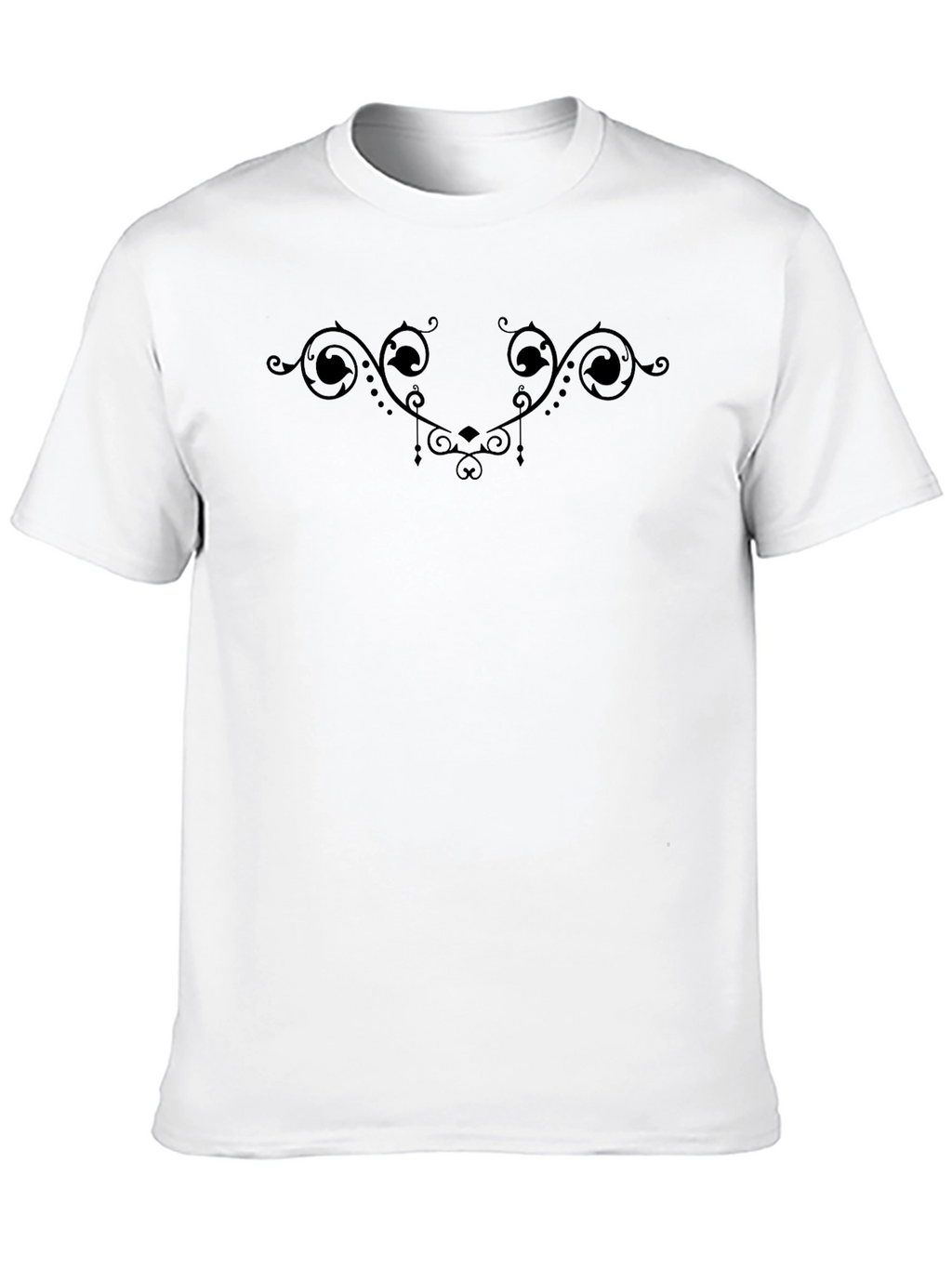 Elegant Black T-Shirt with Ornamental Design