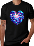 Dolphin Heart Graphic Black T-Shirt