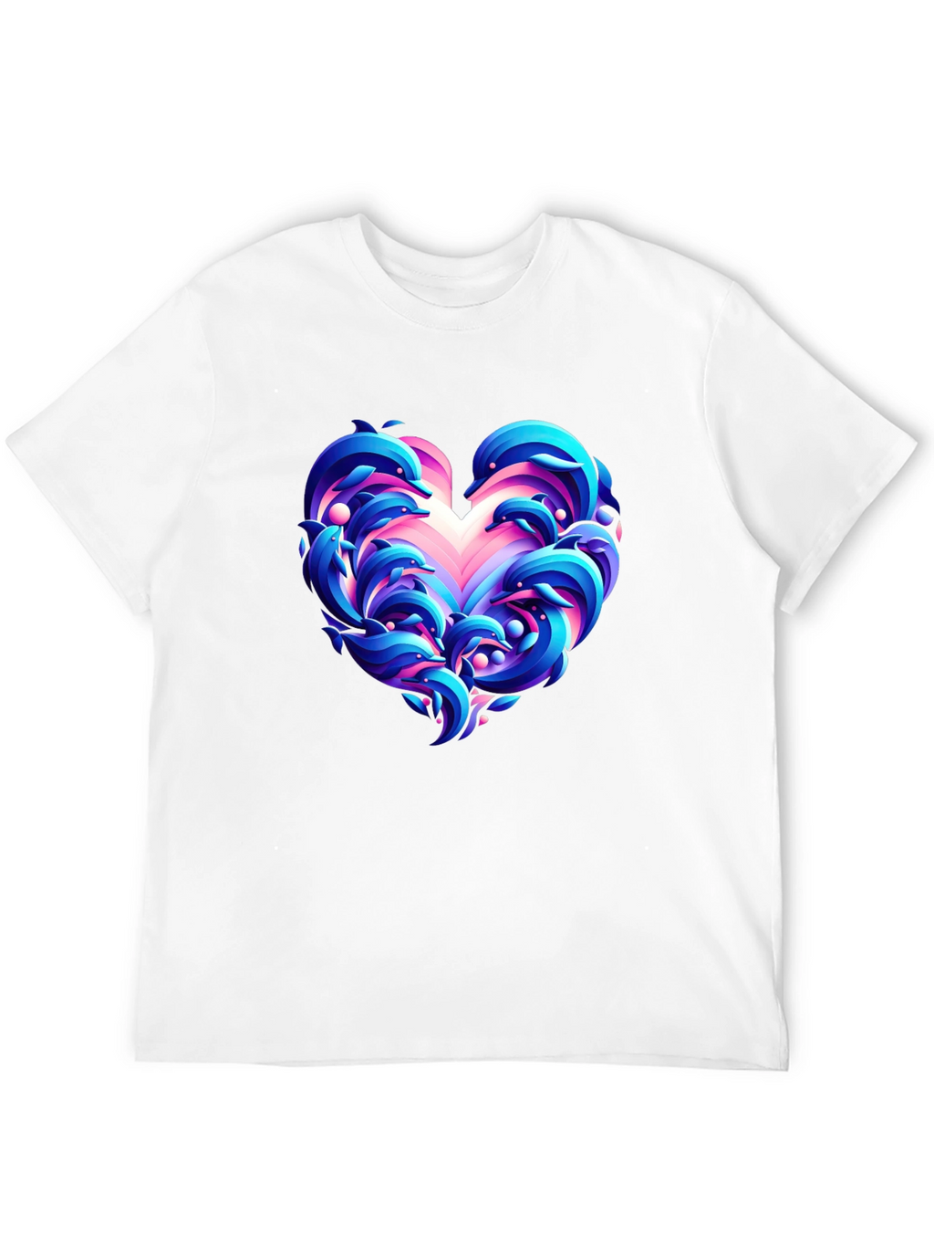 Dolphin Heart Graphic Black T-Shirt