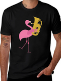 Flamingo Tuba Player Graphic Tee - Black