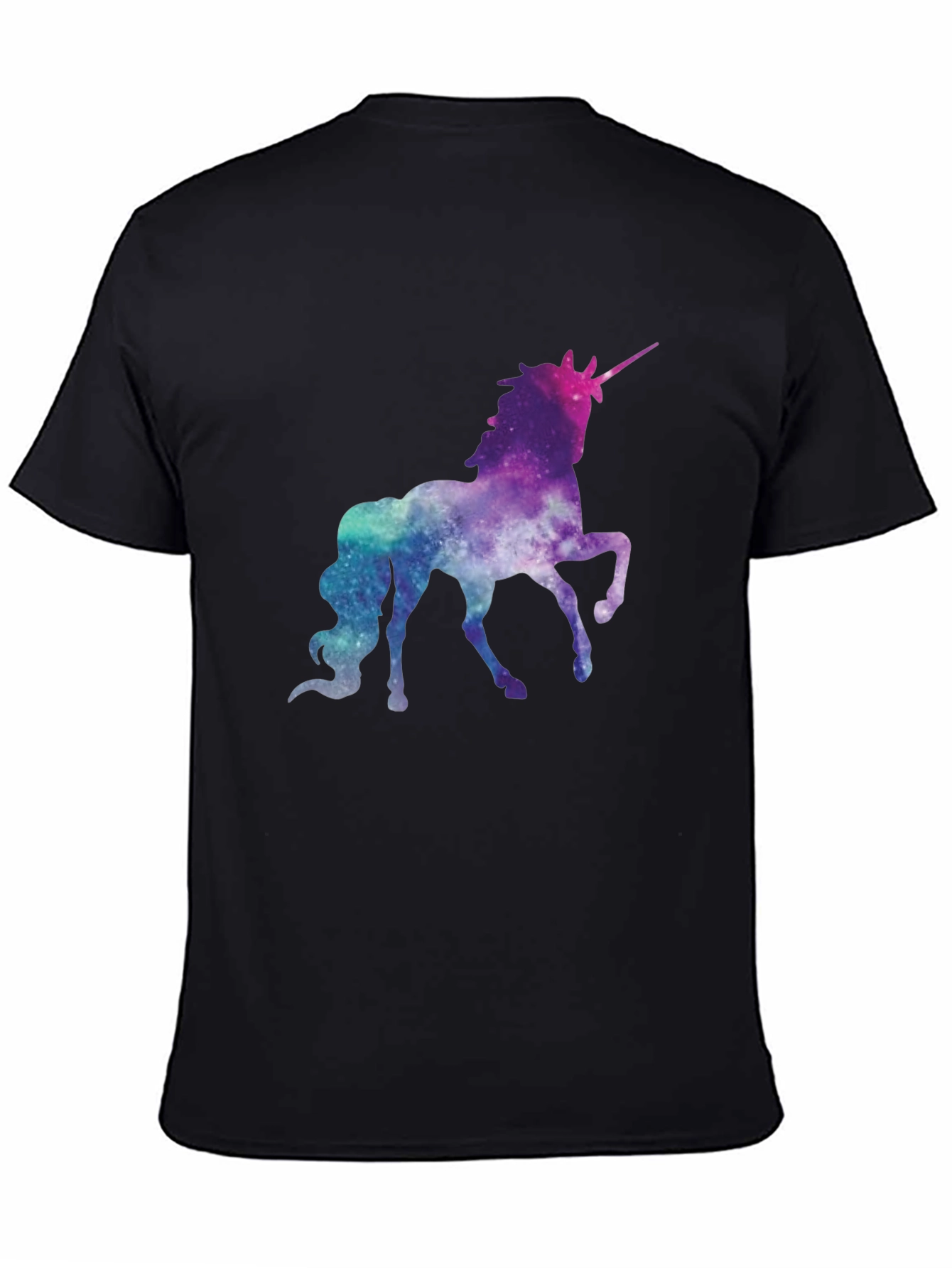 Galaxy Unicorn Black T-Shirt - Magical Space Design