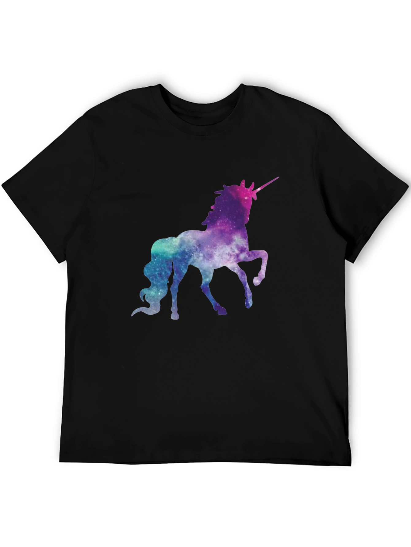 Galaxy Unicorn Black T-Shirt - Magical Space Design