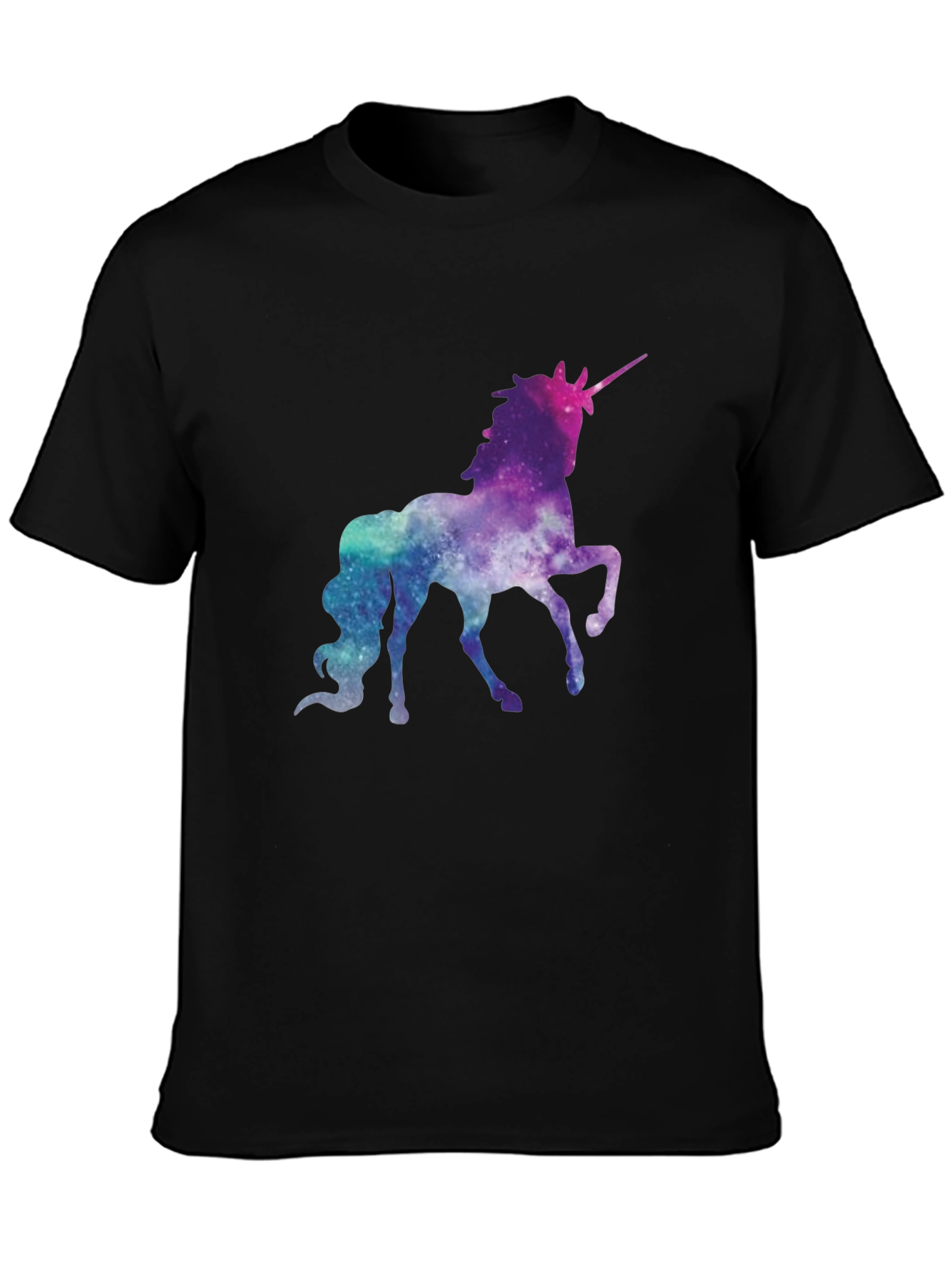 Galaxy Unicorn Black T-Shirt - Magical Space Design