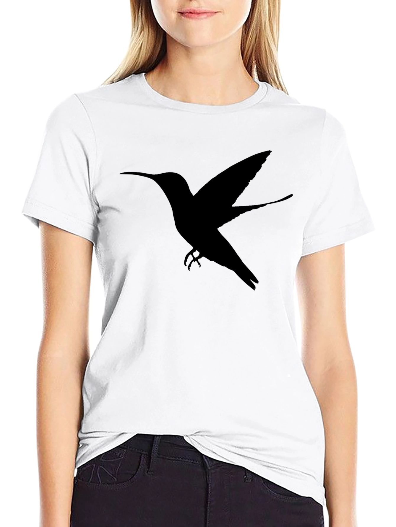 Hummingbird Silhouette Graphic Tee - Black