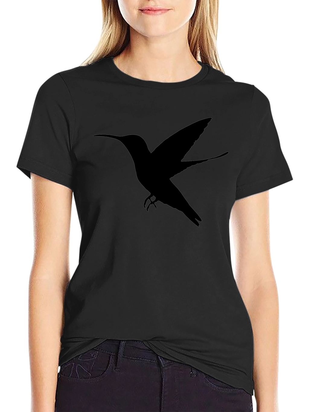 Hummingbird Silhouette Graphic Tee - Black