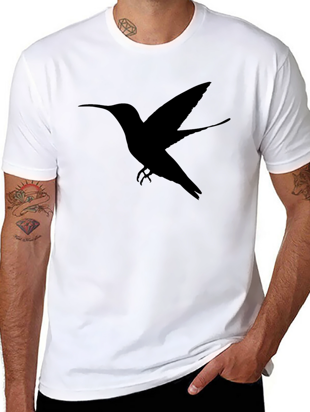 Hummingbird Silhouette Graphic Tee - Black